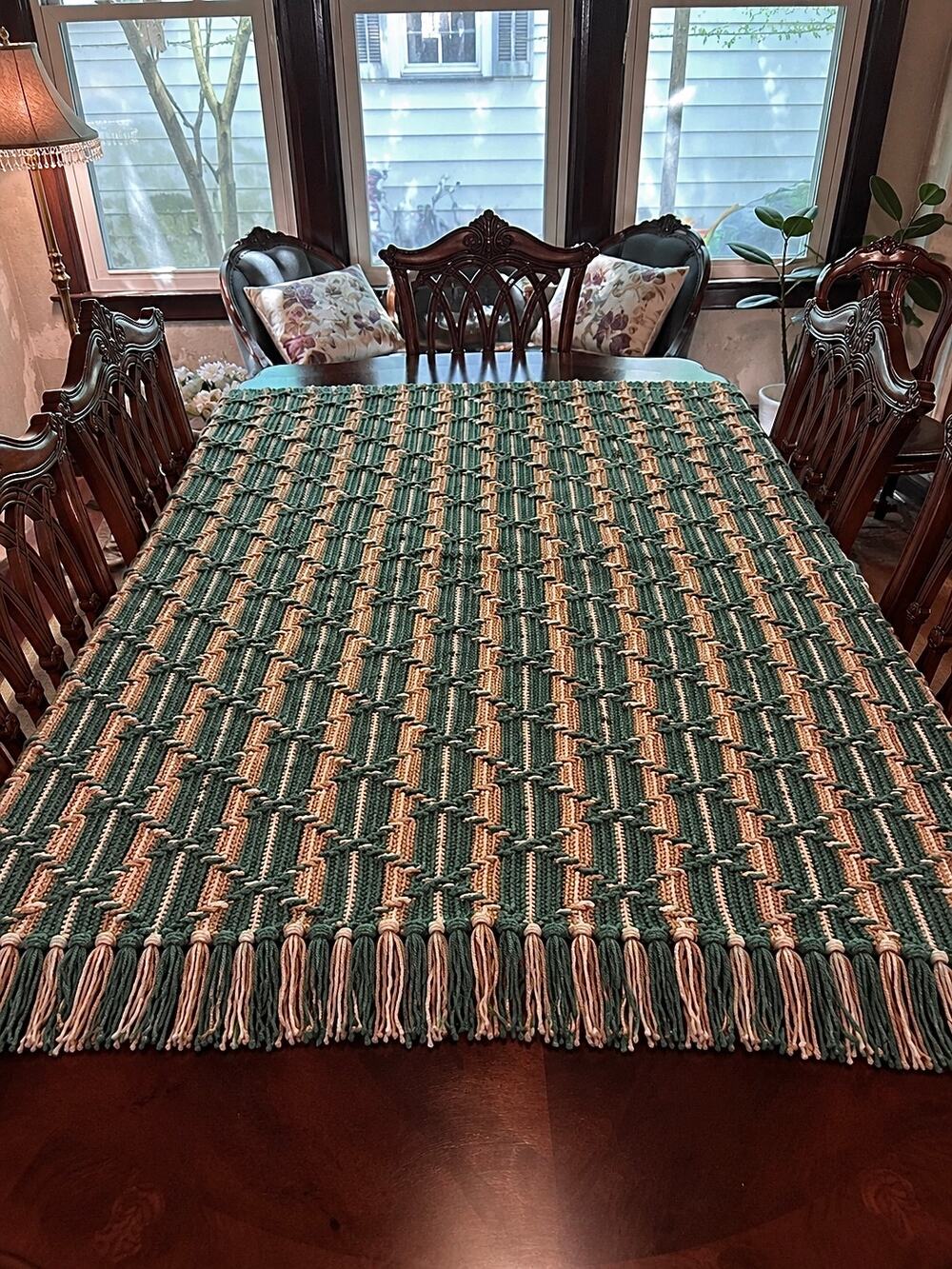 Handmade Crochet Afghan - Diamond Stripes